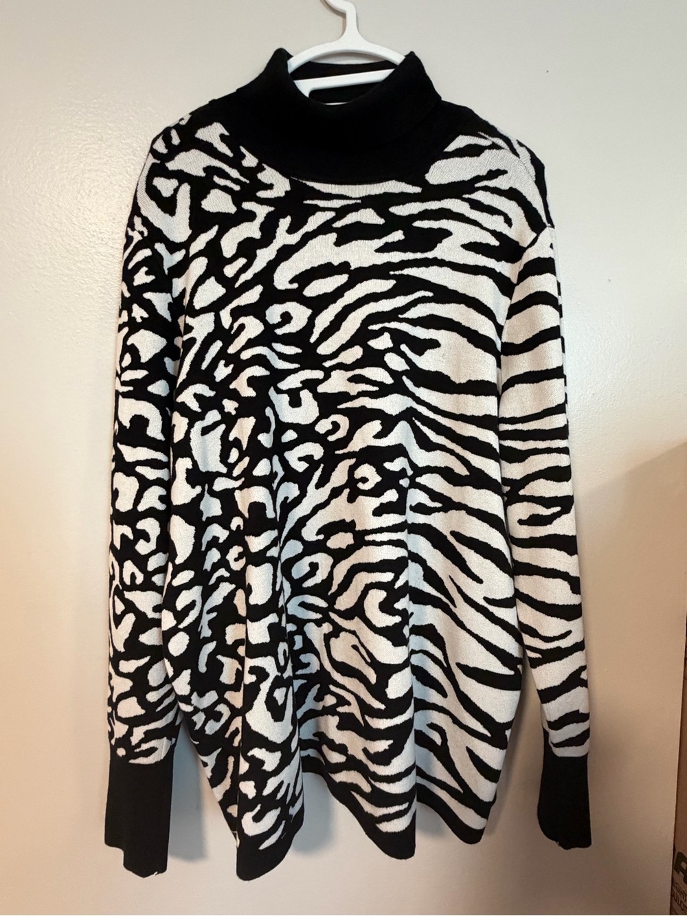 Chico's Black & White Zebra-Print Turtleneck